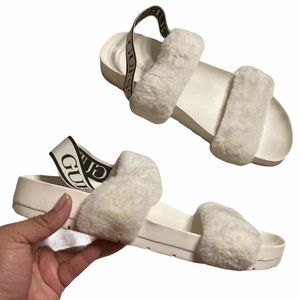 Guess Two Strap Fuzzy Slippers with Slingback